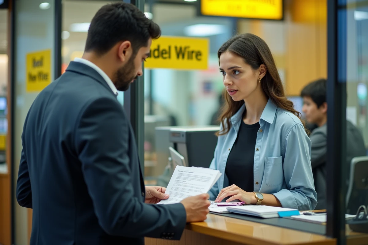 Jeune homme effectuant une transaction Western Union